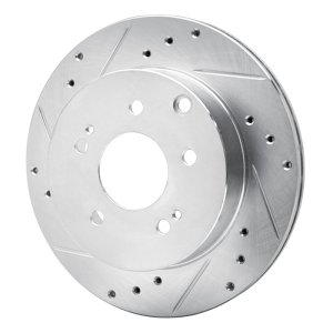 Mitsubishi Galant Brake Rotor (1) - Rear Left - R1 Concepts - Drilled & Slotted - Silver - `06-`12